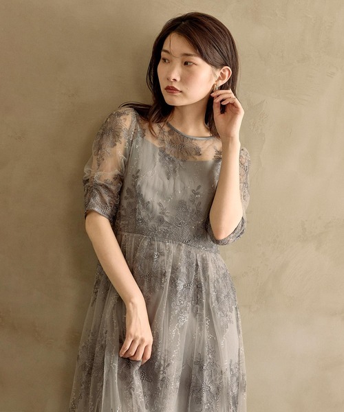 Kana(カナ)の「花柄スパンコールAラインワンピースドレス 結婚式 お呼ばれ オケージョン(ドレス・レディース・ライトグリーン/ブルー系その他/ブラック/イエロー・M/S)」の17枚目の写真