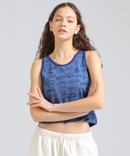 AVIREX(アヴィレックス)の「《直営店限定》RINGER PATCH MOTIF FULL PRINT TANK TOP(タンクトップ・レディース・ネイビー/ライトブラウン・F)」の3枚目の写真