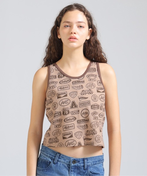 AVIREX(アヴィレックス)の「《直営店限定》RINGER PATCH MOTIF FULL PRINT TANK TOP(タンクトップ・レディース・ネイビー/ライトブラウン・F)」の13枚目の写真