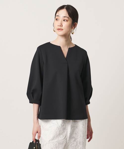 UNITED ARROWS(ユナイテッドアローズ)の「LIGHT SPONGY ブラウス ‐ウォッシャブル‐(シャツ/ブラウス・レディース・ネイビー/オフホワイト/ブラック・FREE)」の3枚目の写真