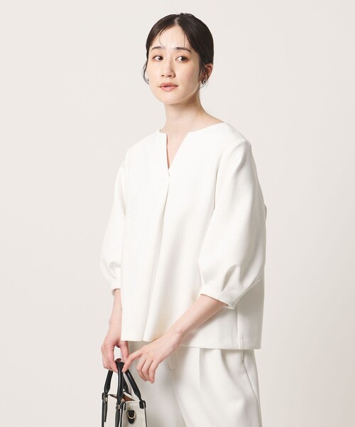UNITED ARROWS(ユナイテッドアローズ)の「LIGHT SPONGY ブラウス ‐ウォッシャブル‐(シャツ/ブラウス・レディース・ネイビー/オフホワイト/ブラック・FREE)」の8枚目の写真
