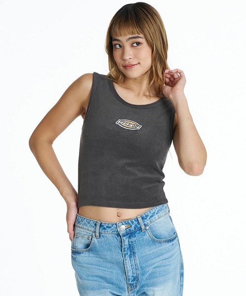ROXY(ロキシー)の「ROXY/ロキシー タンクトップ ショート丈 クロップド丈 ワンポイント RSL262029(タンクトップ・レディース・ホワイト/ブラック/ブルー/ピンク・M/L)」の2枚目の写真