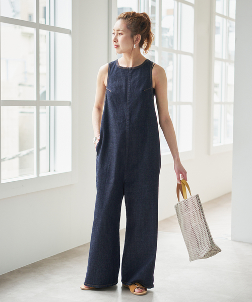 Spick & Span(スピックアンドスパン)の「《追加》SOMETHING / サムシング for Spick & Span 別注 ALLINONE(つなぎ/オールインワン・レディース・アイボリー/ネイビー・SMALL)」の4枚目の写真