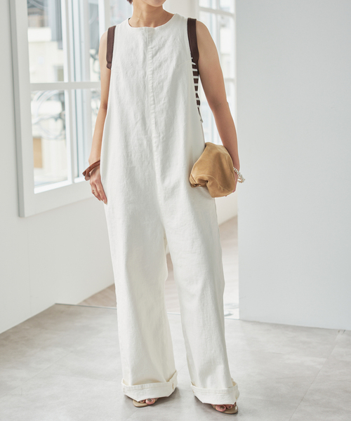 Spick & Span(スピックアンドスパン)の「《追加》SOMETHING / サムシング for Spick & Span 別注 ALLINONE(つなぎ/オールインワン・レディース・アイボリー/ネイビー・SMALL)」の5枚目の写真