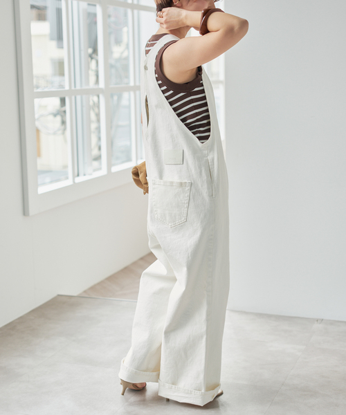 Spick & Span(スピックアンドスパン)の「《追加》SOMETHING / サムシング for Spick & Span 別注 ALLINONE(つなぎ/オールインワン・レディース・アイボリー/ネイビー・SMALL)」の7枚目の写真