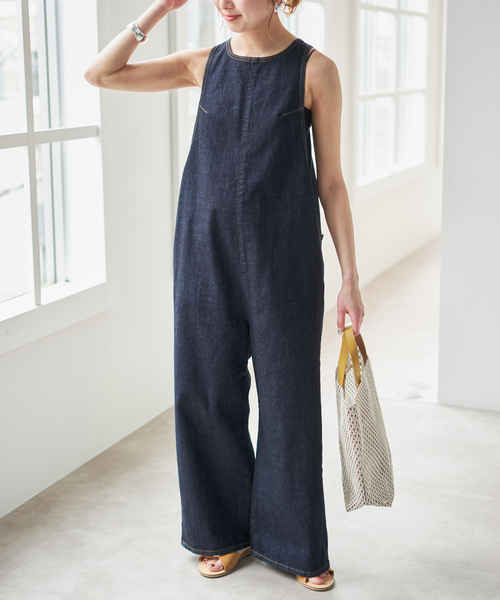 Spick & Span(スピックアンドスパン)の「《追加》SOMETHING / サムシング for Spick & Span 別注 ALLINONE(つなぎ/オールインワン・レディース・アイボリー/ネイビー・SMALL)」の10枚目の写真