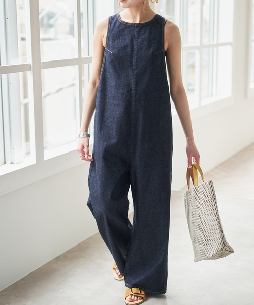 Spick & Span(スピックアンドスパン)の「《追加》SOMETHING / サムシング for Spick & Span 別注 ALLINONE(つなぎ/オールインワン・レディース・アイボリー/ネイビー・SMALL)」の11枚目の写真