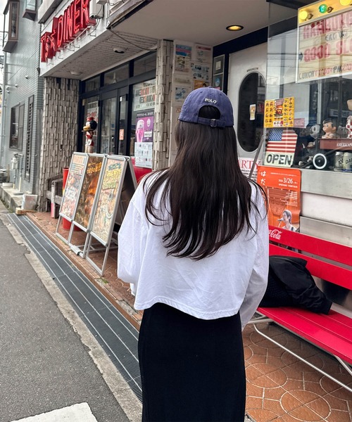ISOOK（アイスー）の「クロップドスタンダードロングTシャツ(eri. select) / ロンT ショート丈 短丈 無地 長袖 シンプル 春服 白T 黒T（Tシャツ/カットソー・レディース・ブラック/ホワイト・FREE）」の5枚目の写真