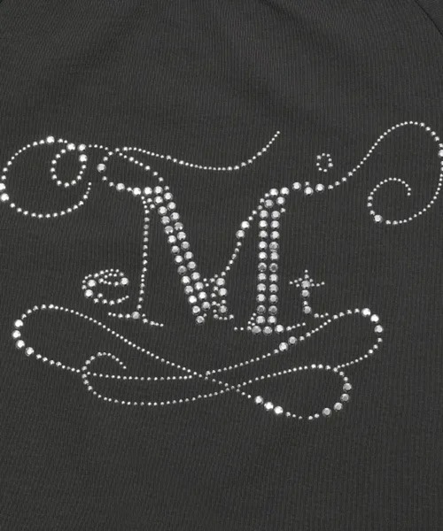 MUCENT(ムセント)の「MUCENT/ラインストーンロゴワンショルダーポイントトップス(Tシャツ/カットソー・レディース・チャコールグレー・FREE)」の6枚目の写真