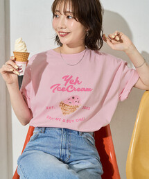 限定展開 別注 YEH! ice cream プリント 半袖 Tシャツ