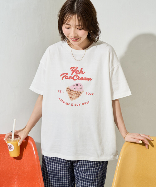 セール】限定展開 別注 YEH! ice cream プリント 半袖 Tシャツ（T