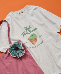 限定展開 別注 YEH! ice cream プリント 半袖 Tシャツ