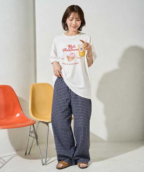 FREAK'S STORE(フリークスストア)の「限定展開 別注 YEH! ice cream プリント 半袖 Tシャツ(Tシャツ/カットソー・レディース・ライトグレー/オフホワイト/ブラック/ライトピンク・フリ-)」の5枚目の写真