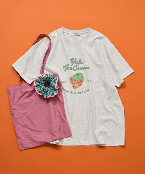 FREAK'S STORE(フリークスストア)の「限定展開 別注 YEH! ice cream プリント 半袖 Tシャツ(Tシャツ/カットソー・レディース・ライトグレー/オフホワイト/ブラック/ライトピンク・フリ-)」の16枚目の写真