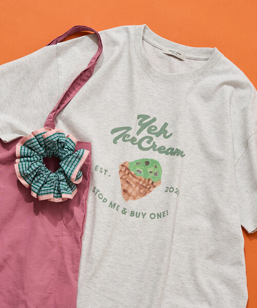 FREAK'S STORE(フリークスストア)の「限定展開 別注 YEH! ice cream プリント 半袖 Tシャツ(Tシャツ/カットソー・レディース・ライトグレー/オフホワイト/ブラック/ライトピンク・フリ-)」の17枚目の写真