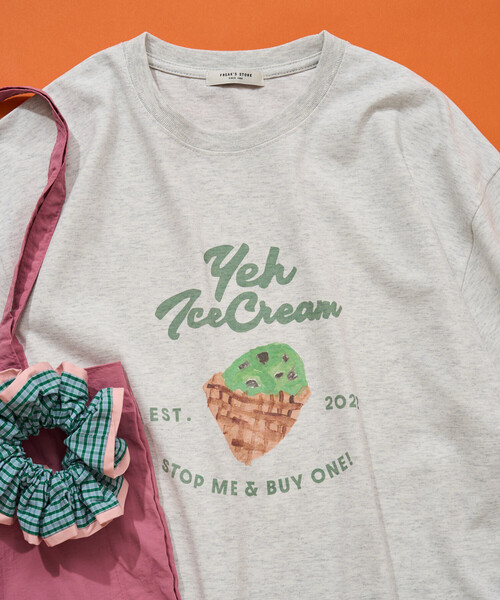 FREAK'S STORE(フリークスストア)の「限定展開 別注 YEH! ice cream プリント 半袖 Tシャツ(Tシャツ/カットソー・レディース・ライトグレー/オフホワイト/ブラック/ライトピンク・フリ-)」の18枚目の写真