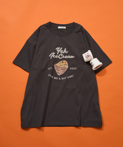 FREAK'S STORE(フリークスストア)の「限定展開 別注 YEH! ice cream プリント 半袖 Tシャツ(Tシャツ/カットソー・レディース・ライトグレー/オフホワイト/ブラック/ライトピンク・フリ-)」の20枚目の写真