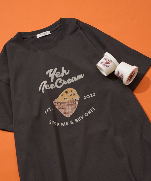 FREAK'S STORE(フリークスストア)の「限定展開 別注 YEH! ice cream プリント 半袖 Tシャツ(Tシャツ/カットソー・レディース・ライトグレー/オフホワイト/ブラック/ライトピンク・フリ-)」の21枚目の写真