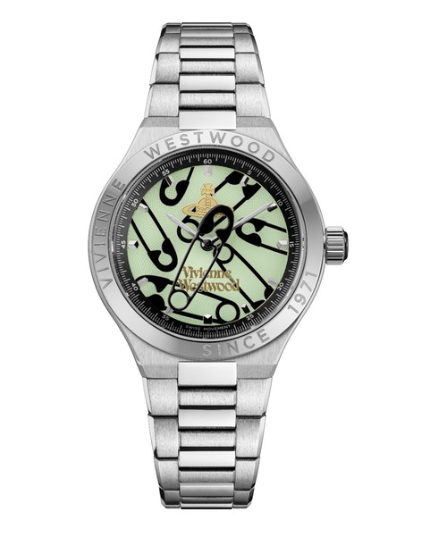 Vivienne Westwood(ヴィヴィアンウエストウッド)の「「Vivienne Westwood/ヴィヴィアン・ウエストウッド」バーウィック - ライトグリーン ダイヤル & シルバー ブレスレット(アナログ腕時計・レディース・シルバー系・37mm)」の1枚目の写真