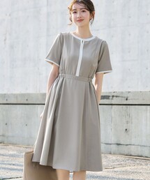 配色フレアワンピース