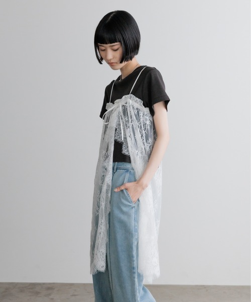 LOWRYS FARM(ローリーズファーム)の「2WAYレーススカート/ミニワンピース 710506(ワンピース・レディース・ホワイト系その他6/ブラック系その他/ホワイト/ブラック・FREE)」の10枚目の写真