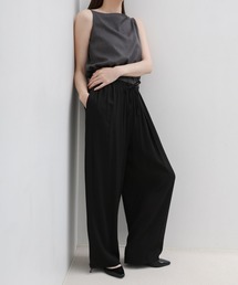 リネンライクタックドロストボリュームイージーパンツ