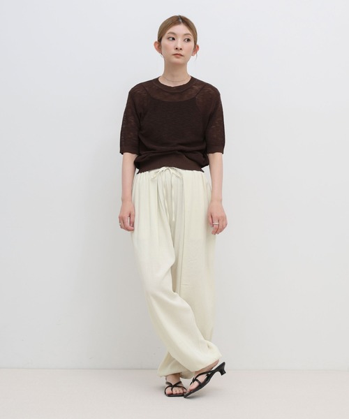 select MOCA(セレクトモカ)の「リネンライクタックドロストボリュームイージーパンツ(その他パンツ・レディース・ナチュラル/ブラック・FREE/MEDIUM/TALL)」の8枚目の写真