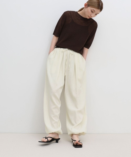 select MOCA(セレクトモカ)の「リネンライクタックドロストボリュームイージーパンツ(その他パンツ・レディース・ナチュラル/ブラック・FREE/MEDIUM/TALL)」の14枚目の写真