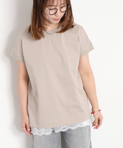 cepo(セポ)の「〈さらっと涼しい、シルキータッチ♪〉シルケットコットン フレンチスリーブTee(Tシャツ/カットソー・レディース・ベージュ/レッド/ホワイト系その他/ブルー/オフホワイト/ブラック・M)」の5枚目の写真