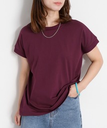 〈さらっと涼しい、シルキータッチ♪〉シルケットコットン フレンチスリーブTee