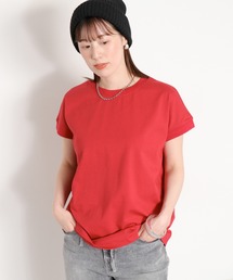 cepo | 〈さらっと涼しい、シルキータッチ♪〉シルケットコットン フレンチスリーブTee(Tシャツ/カットソー)