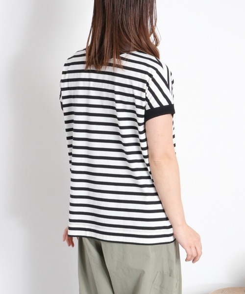 cepo(セポ)の「〈さらっと涼しい、シルキータッチ♪〉シルケットコットン フレンチスリーブTee(Tシャツ/カットソー・レディース・ベージュ/レッド/ホワイト系その他/ブルー/オフホワイト/ブラック・M)」の9枚目の写真
