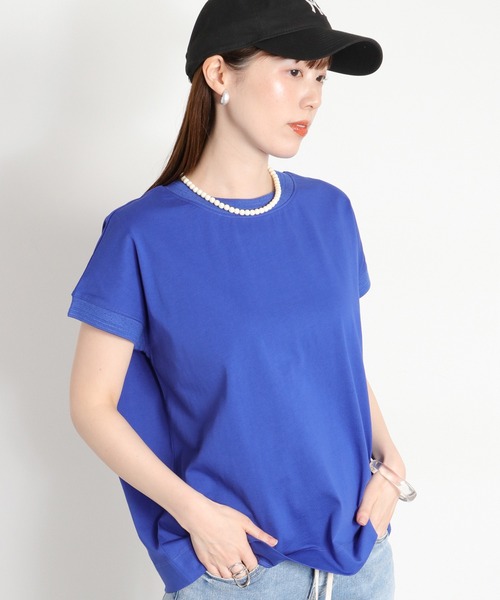 cepo(セポ)の「〈さらっと涼しい、シルキータッチ♪〉シルケットコットン フレンチスリーブTee(Tシャツ/カットソー・レディース・ベージュ/レッド/ホワイト系その他/ブルー/オフホワイト/ブラック・M)」の21枚目の写真