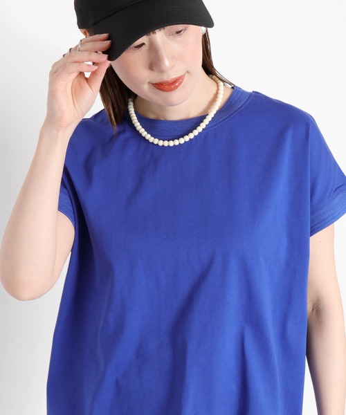cepo(セポ)の「〈さらっと涼しい、シルキータッチ♪〉シルケットコットン フレンチスリーブTee(Tシャツ/カットソー・レディース・ベージュ/レッド/ホワイト系その他/ブルー/オフホワイト/ブラック・M)」の22枚目の写真