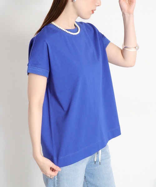 cepo(セポ)の「〈さらっと涼しい、シルキータッチ♪〉シルケットコットン フレンチスリーブTee(Tシャツ/カットソー・レディース・ベージュ/レッド/ホワイト系その他/ブルー/オフホワイト/ブラック・M)」の19枚目の写真