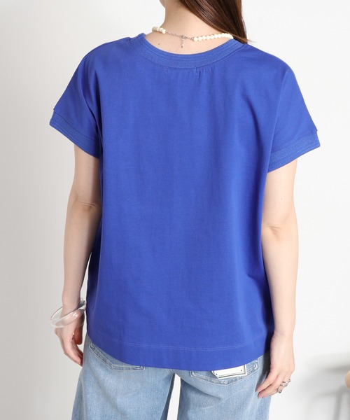 cepo(セポ)の「〈さらっと涼しい、シルキータッチ♪〉シルケットコットン フレンチスリーブTee(Tシャツ/カットソー・レディース・ベージュ/レッド/ホワイト系その他/ブルー/オフホワイト/ブラック・M)」の18枚目の写真