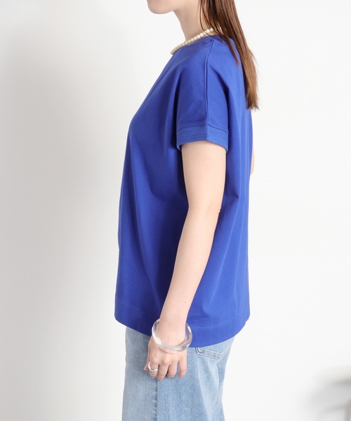 cepo(セポ)の「〈さらっと涼しい、シルキータッチ♪〉シルケットコットン フレンチスリーブTee(Tシャツ/カットソー・レディース・ベージュ/レッド/ホワイト系その他/ブルー/オフホワイト/ブラック・M)」の17枚目の写真