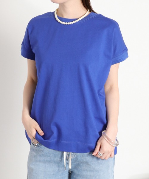 cepo(セポ)の「〈さらっと涼しい、シルキータッチ♪〉シルケットコットン フレンチスリーブTee(Tシャツ/カットソー・レディース・ベージュ/レッド/ホワイト系その他/ブルー/オフホワイト/ブラック・M)」の20枚目の写真