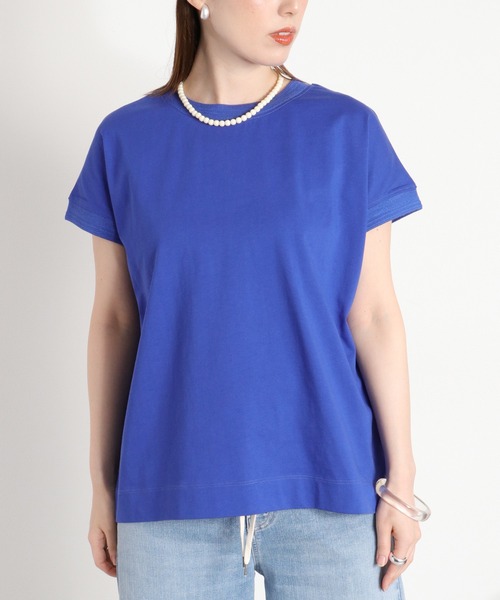 cepo(セポ)の「〈さらっと涼しい、シルキータッチ♪〉シルケットコットン フレンチスリーブTee(Tシャツ/カットソー・レディース・ベージュ/レッド/ホワイト系その他/ブルー/オフホワイト/ブラック・M)」の16枚目の写真