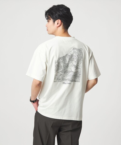 MARMOT(マーモット)の「【別注】<Marmot>マウンテン ディピクション 半袖 Tシャツ カットソー -吸水・速乾・UVカット-(Tシャツ/カットソー・メンズ・ネイビー/ホワイト/ブラック・XL/L/M)」の2枚目の写真