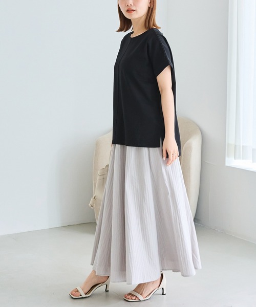 LAVEANGE(ラビアンジェ)の「3WAYチェーン付き異素材プルオーバー(Tシャツ/カットソー・レディース・ブラック/アイボリー・4L/5L/M/LL/3L)」の22枚目の写真