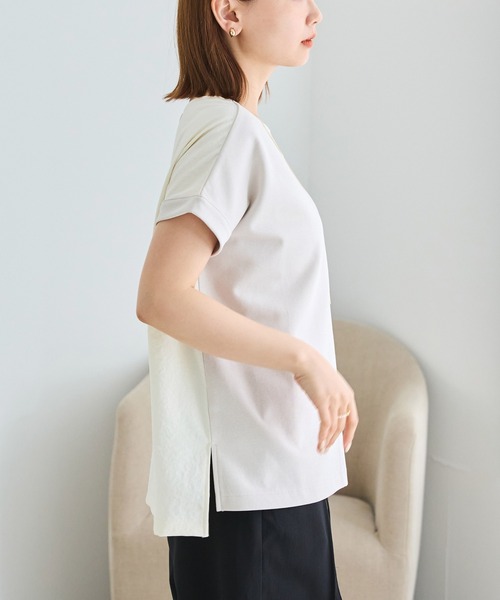 LAVEANGE(ラビアンジェ)の「3WAYチェーン付き異素材プルオーバー(Tシャツ/カットソー・レディース・ブラック/アイボリー・4L/5L/M/LL/3L)」の11枚目の写真