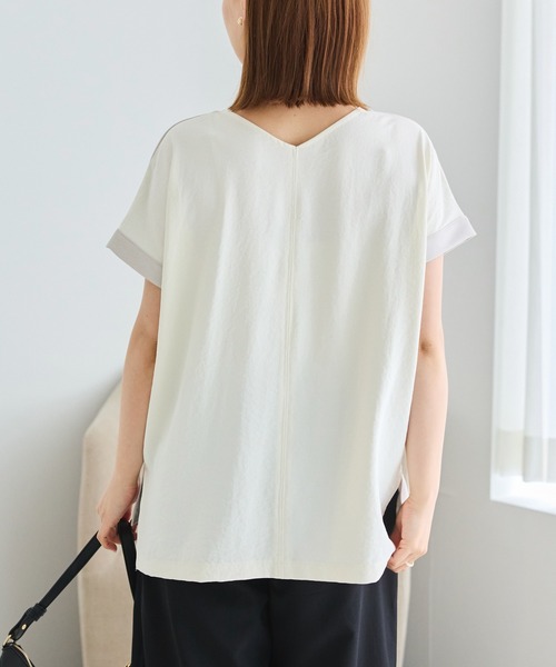 LAVEANGE(ラビアンジェ)の「3WAYチェーン付き異素材プルオーバー(Tシャツ/カットソー・レディース・ブラック/アイボリー・4L/5L/M/LL/3L)」の12枚目の写真