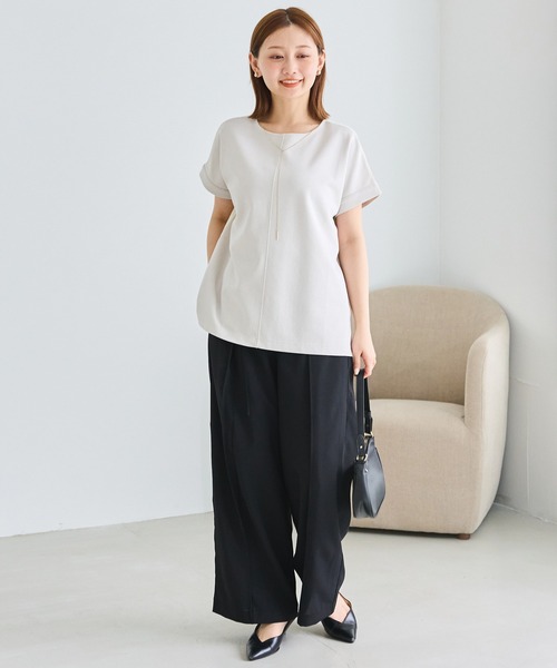 LAVEANGE(ラビアンジェ)の「3WAYチェーン付き異素材プルオーバー(Tシャツ/カットソー・レディース・ブラック/アイボリー・4L/5L/M/LL/3L)」の13枚目の写真