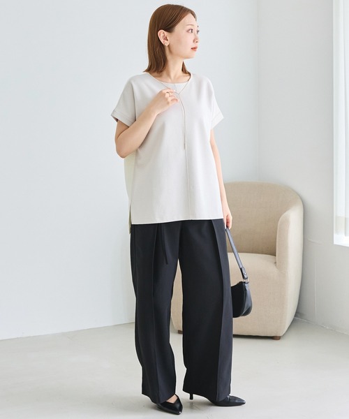 LAVEANGE(ラビアンジェ)の「3WAYチェーン付き異素材プルオーバー(Tシャツ/カットソー・レディース・ブラック/アイボリー・4L/5L/M/LL/3L)」の14枚目の写真