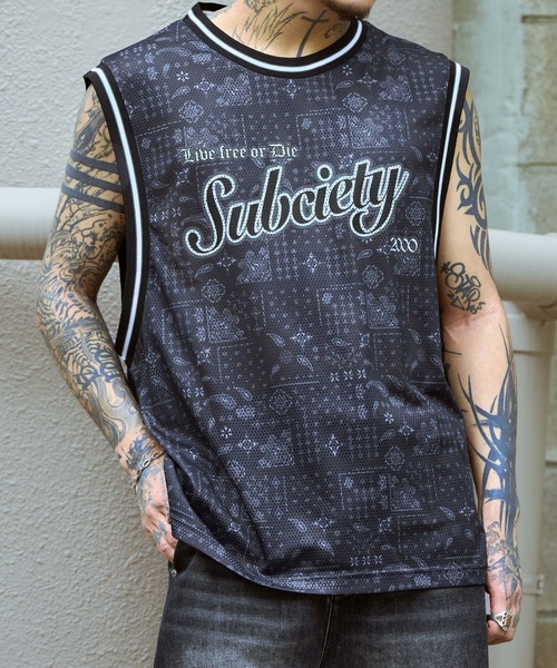 Subciety(サブサエティ)の「Tank top game shirt(タンクトップ・メンズ・ホワイト/ブラック/ブラック系その他・SMALL/MEDIUM/LARGE/X-LARGE)」の3枚目の写真