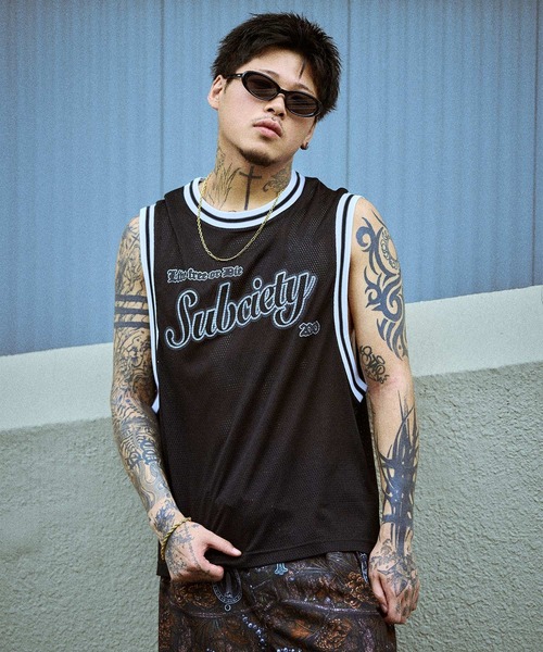 Subciety(サブサエティ)の「Tank top game shirt(タンクトップ・メンズ・ホワイト/ブラック/ブラック系その他・SMALL/MEDIUM/LARGE/X-LARGE)」の11枚目の写真