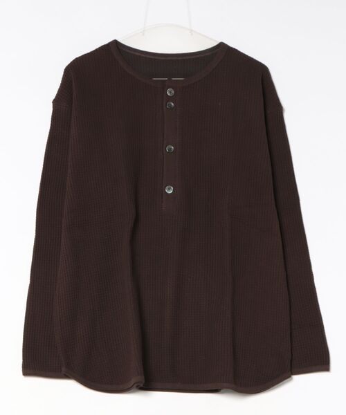 antiqua（アンティカ）の「綿100 ヘンリーネック オニワッフル カットソー（Tシャツ/カットソー・レディース・ホワイト/レッド/ブラック/ブラウン系その他・P/R）」の3枚目の写真