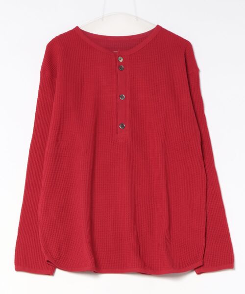 antiqua（アンティカ）の「綿100 ヘンリーネック オニワッフル カットソー（Tシャツ/カットソー・レディース・ホワイト/レッド/ブラック/ブラウン系その他・P/R）」の4枚目の写真