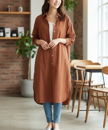 【羽織り・ワンピース2WAY】ストライプロングシャツワンピース/5色展開 春夏 体型カバー